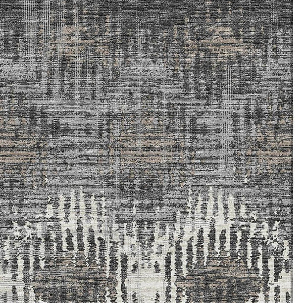 HomeRoots 8' X 10' Stylish Graphite Ivory Beige Abstract Area Rug - Washable, UV Protected, Durable Comfort 644166