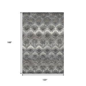 HomeRoots 10' Graphite Ivory and Beige Abstract Washable Area Rug – Stylish, Durable, UV-Protected for Homes 644168