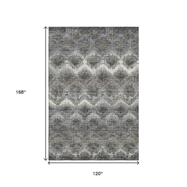 HomeRoots 10' Graphite Ivory and Beige Abstract Washable Area Rug – Stylish, Durable, UV-Protected for Homes 644168