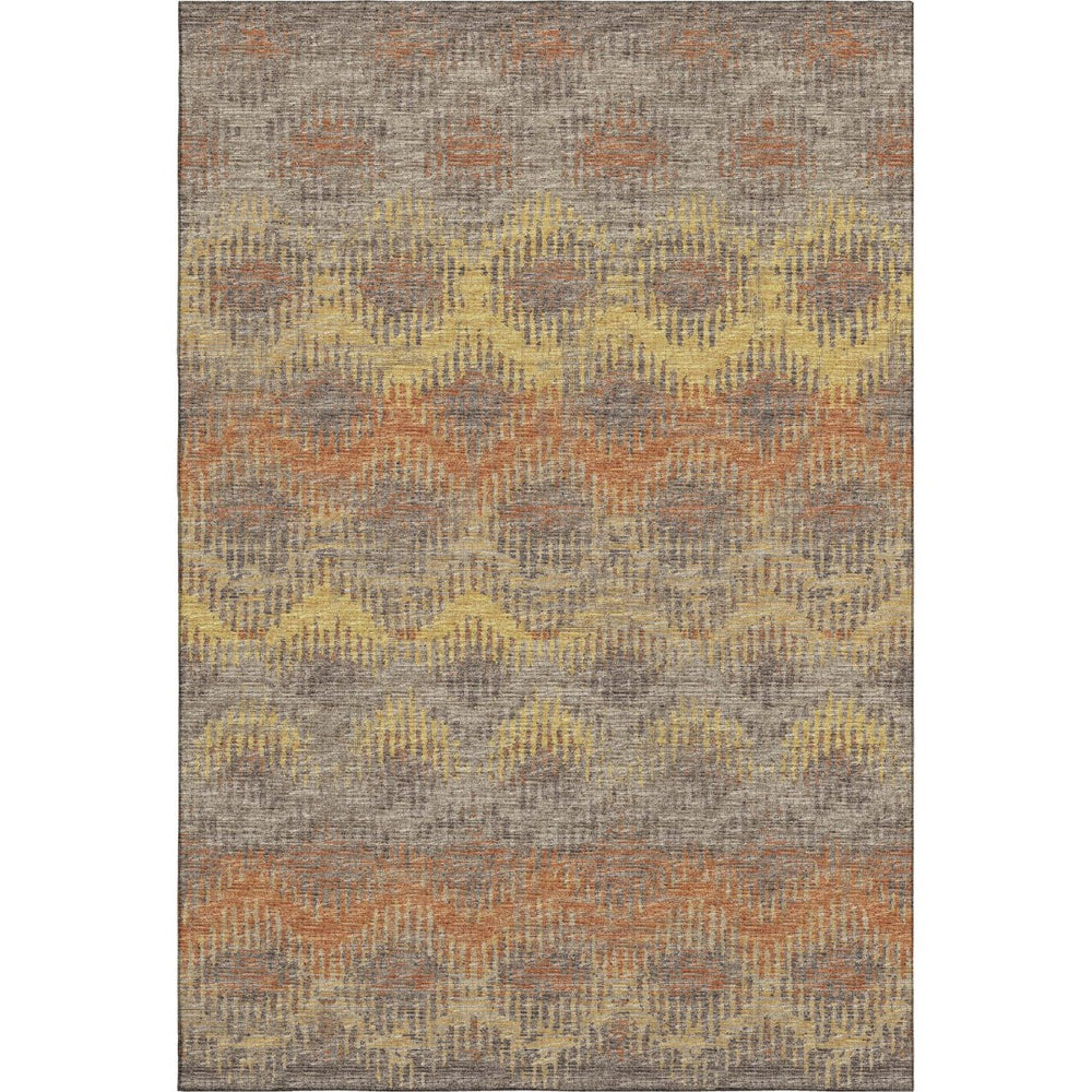 HomeRoots 5' X 8' Stylish Burnt Sienna Gold Gray Area Rug – Washable, Stain-Resistant, UV Protected Charm! 644170