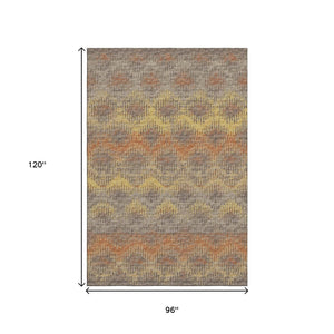 HomeRoots 8' X 10' Washable Abstract Area Rug in Burnt Sienna, Gold & Gray - UV Protected & Pet Friendly! 644172
