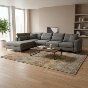 HomeRoots 8' X 10' Washable Abstract Area Rug in Burnt Sienna, Gold & Gray - UV Protected & Pet Friendly! 644172
