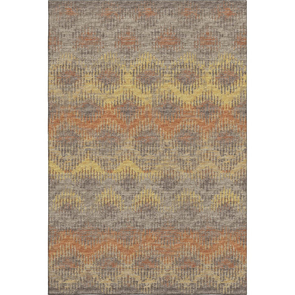 HomeRoots 8' X 10' Washable Abstract Area Rug in Burnt Sienna, Gold & Gray - UV Protected & Pet Friendly! 644172