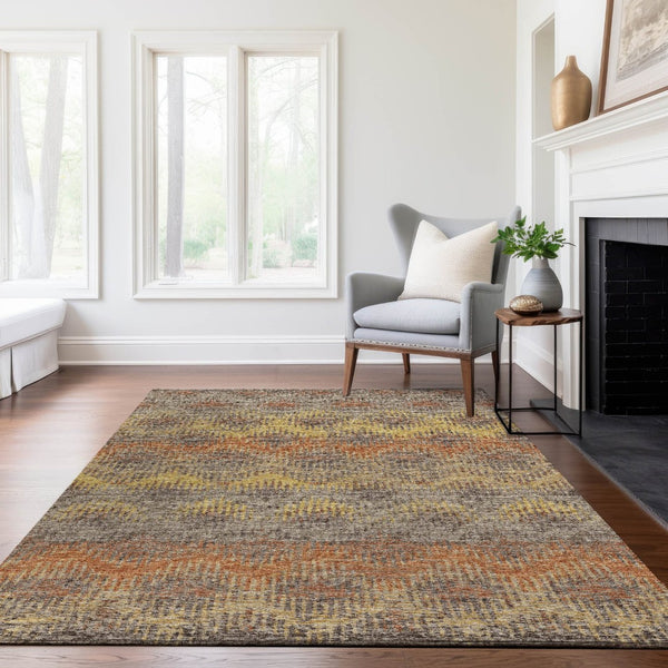 HomeRoots 8' X 10' Washable Abstract Area Rug in Burnt Sienna, Gold & Gray - UV Protected & Pet Friendly! 644172