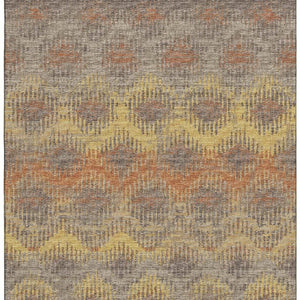 HomeRoots 8' X 10' Washable Abstract Area Rug in Burnt Sienna, Gold & Gray - UV Protected & Pet Friendly! 644172