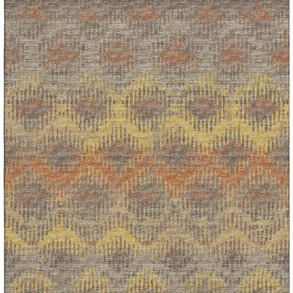 HomeRoots 8' X 10' Washable Abstract Area Rug in Burnt Sienna, Gold & Gray - UV Protected & Pet Friendly! 644172