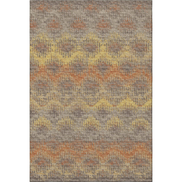HomeRoots 8' X 10' Washable Abstract Area Rug in Burnt Sienna, Gold & Gray - UV Protected & Pet Friendly! 644172