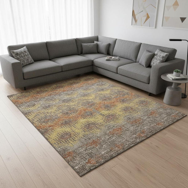 HomeRoots 9' X 12' Stylish Burnt Sienna Abstract Area Rug – Washable, UV Protected, Perfect for Busy Homes! 644173