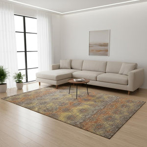 HomeRoots 9' X 12' Stylish Burnt Sienna Abstract Area Rug – Washable, UV Protected, Perfect for Busy Homes! 644173