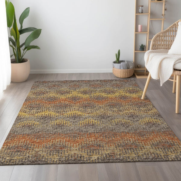 HomeRoots 9' X 12' Stylish Burnt Sienna Abstract Area Rug – Washable, UV Protected, Perfect for Busy Homes! 644173