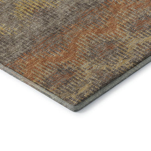 HomeRoots 10' X 14' Burnt Sienna Gold & Gray Abstract Area Rug - Washable, UV Protected for Stylish Resilience 644174