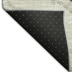 HomeRoots 5' X 8' Linen Ivory and Blue Tribal Area Rug - Durable, Washable, UV-Protected for Busy Homes 644176