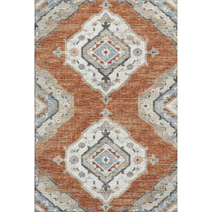HomeRoots 10' X 14' Terra Cotta Tribal Washable Area Rug with UV Protection – Stylish, Durable, and Easy Care! 644186