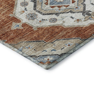 HomeRoots 10' X 14' Terra Cotta Tribal Washable Area Rug with UV Protection – Stylish, Durable, and Easy Care! 644186