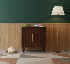 English Elm Artisan Solid Mango Wood Cabinet with Natural Grain Oak Finish for Living Spaces B182P430277