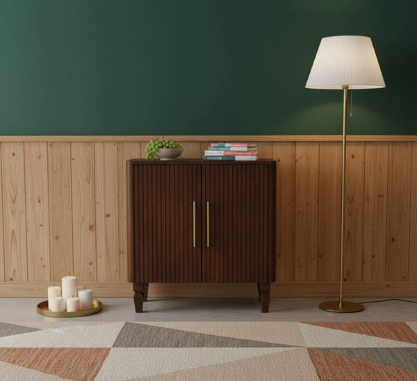English Elm Artisan Solid Mango Wood Cabinet with Natural Grain Oak Finish for Living Spaces B182P430277