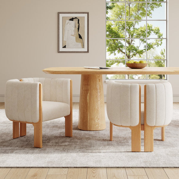 English Elm Christopher Knight Home® - Dining Chairs Set of 2 | Modern Bouclé Upholstered Seating with Rubberwood Frame, Durable 225lb Capacity Beige,Natural N779P341494B