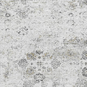 HomeRoots 5' X 8' Light Gray & Charcoal Floral Medallion Area Rug - Washable, Stain-Resistant & UV Protected! 644200