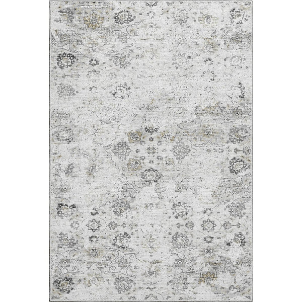 HomeRoots 10' X 14' Light Gray Charcoal Floral Medallion Area Rug - Washable, Stain Resistant, UV Protected 644204