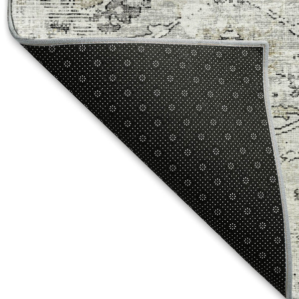 HomeRoots 10' X 14' Light Gray Charcoal Floral Medallion Area Rug - Washable, Stain Resistant, UV Protected 644204