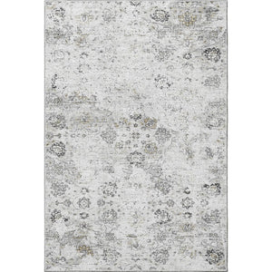 HomeRoots 10' X 14' Light Gray Charcoal Floral Medallion Area Rug - Washable, Stain Resistant, UV Protected 644204