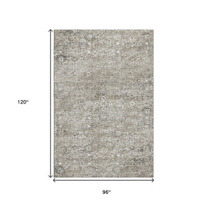 HomeRoots 8' X 10' Elegant Floral Medallion Area Rug - Washable, UV Protected, Stain Resistant for Busy Homes 644208