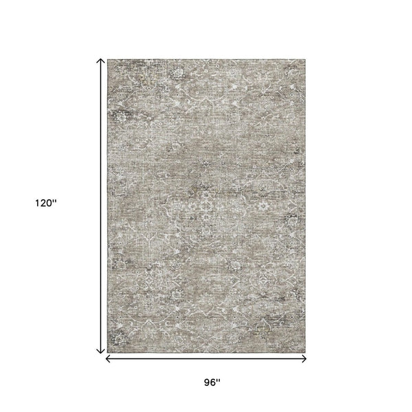HomeRoots 8' X 10' Elegant Floral Medallion Area Rug - Washable, UV Protected, Stain Resistant for Busy Homes 644208