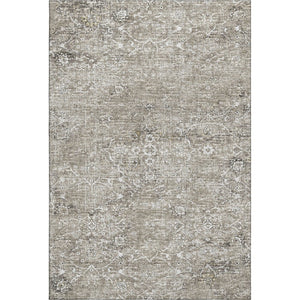 HomeRoots 10' X 14' Stone & Coffee Floral Medallion Area Rug - Durable, Washable, UV Protected & Elegant Design 644210