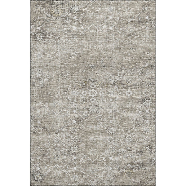 HomeRoots 10' X 14' Stone & Coffee Floral Medallion Area Rug - Durable, Washable, UV Protected & Elegant Design 644210