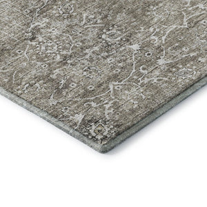 HomeRoots 10' X 14' Stone & Coffee Floral Medallion Area Rug - Durable, Washable, UV Protected & Elegant Design 644210