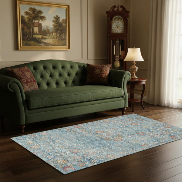 HomeRoots 5' X 8' Vibrant Floral Medallion Area Rug - Washable, UV-Protected, Durable, Pet & Kid-Friendly! 644212