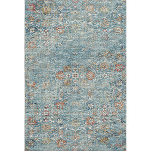HomeRoots 10' Floral Medallion Area Rug - Washable, UV Protected, Stain Resistant in Blue, Orange & Gold! 644216