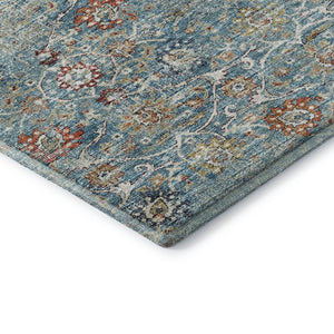 HomeRoots 10' Floral Medallion Area Rug - Washable, UV Protected, Stain Resistant in Blue, Orange & Gold! 644216