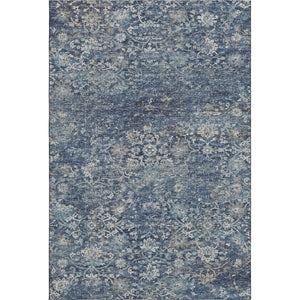 HomeRoots 10' X 14' Blue and Gray Floral Medallion Washable Area Rug – Stain Resistant, UV Protected Elegance 644222