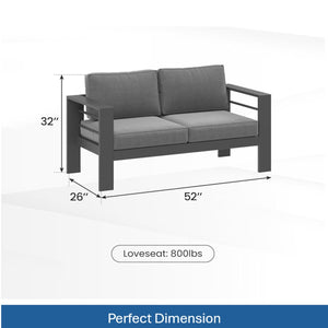 English Elm All-weather 4 Piece Outdoor Conversation Set Iron Frame Olefin Cushions Patio Seating Gray B082S00106