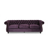 Christopher Knight Home® - Noble House - - Luxurious 3-Seater Purple Velvet Sofa, Featuring A Classic Design With Modern Elegance, Perfect For Adding Sophistication And Style To Any Living Room, Plush Comfort And Durable Craftsmanship