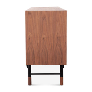 English Elm Finn Juhl Mid-century Walnut Veneer Sideboard with Sleek Steel Legs Dining Storage Orange,White B353S00014