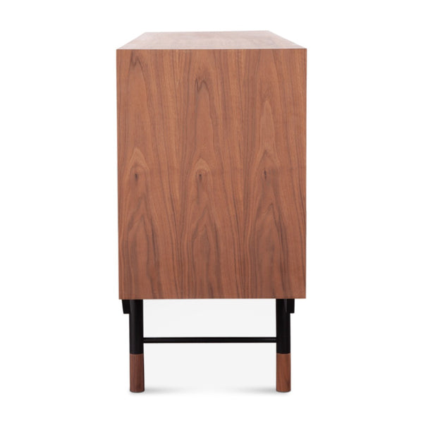 English Elm Finn Juhl Mid-century Walnut Veneer Sideboard with Sleek Steel Legs Dining Storage Orange,White B353S00014