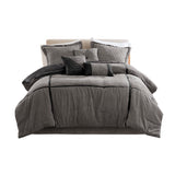 Madison Park Dallas Transitional 7 Piece Micro Corduroy Comforter Set MP10-8474 Grey