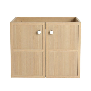English Elm 24" Wall Vanity Cabinet Oak Finish, Wall-Mounted Floating Design, 2 Soft-Closing Doors, Plywood W1972P265272