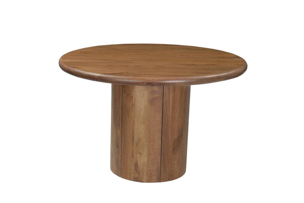 HomeRoots Five-Piece Brown Round Solid Wood Dining Set with Four Elegant Chairs for Timeless Dining Spaces 644502