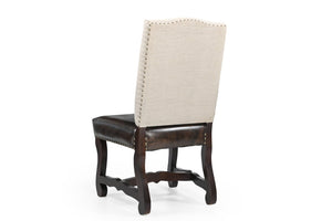 HomeRoots Five-Piece Brown Round Solid Wood Dining Set with Four Upholstered Chairs for Stylish Gatherings 644508