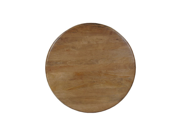 HomeRoots Five-Piece Brown Round Solid Wood Dining Set with Four Upholstered Chairs for Stylish Gatherings 644508