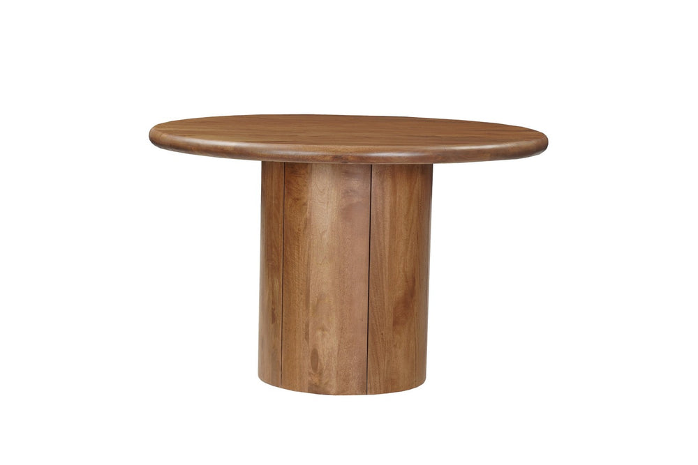 HomeRoots 48" Solid Mango Wood Round Dining Table with Pedestal Base - Timeless Style for 4 Guests! 644517