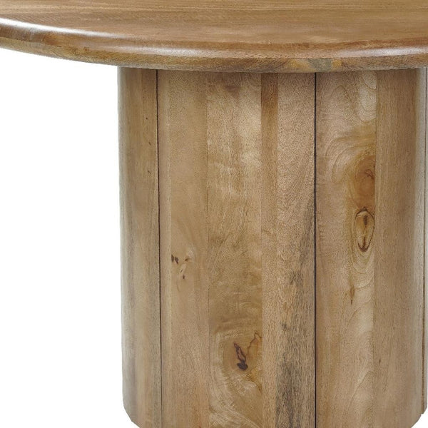 HomeRoots 48" Natural Solid Wood Pedestal Round Dining Table - Rustic Charm for Cozy Gatherings & Meals 644518