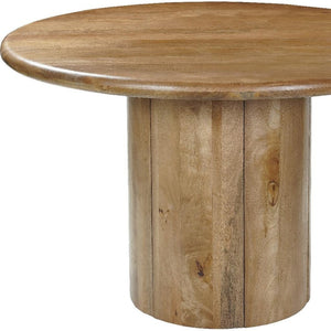 HomeRoots 48" Natural Solid Wood Pedestal Round Dining Table - Rustic Charm for Cozy Gatherings & Meals 644518