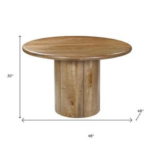 HomeRoots 48" Natural Solid Wood Pedestal Round Dining Table - Rustic Charm for Cozy Gatherings & Meals 644518