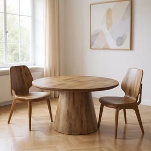 HomeRoots 54" Solid Wood Round Pedestal Dining Table in Warm Brown - Perfect for Family Gatherings & Style 644519