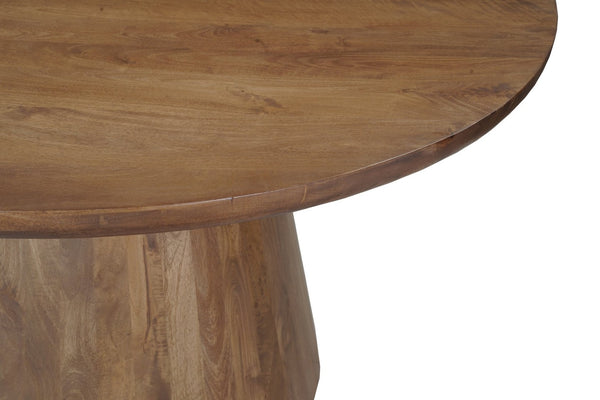 HomeRoots 54" Solid Wood Round Pedestal Dining Table in Warm Brown - Perfect for Family Gatherings & Style 644519