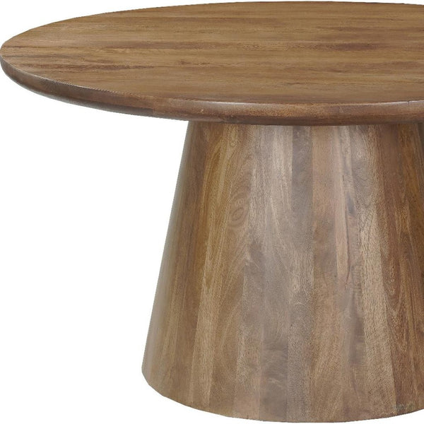 HomeRoots 54" Solid Wood Round Pedestal Dining Table in Warm Brown - Perfect for Family Gatherings & Style 644519
